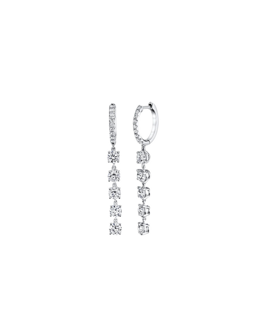Five Diamond Drop Huggies – Henri Noël