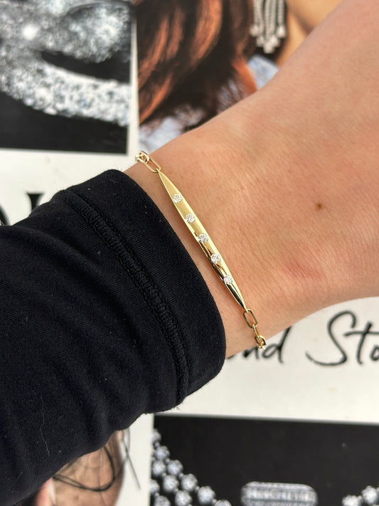 Flush Set Diamond Bar Paperclip Bracelet – Henri Noël