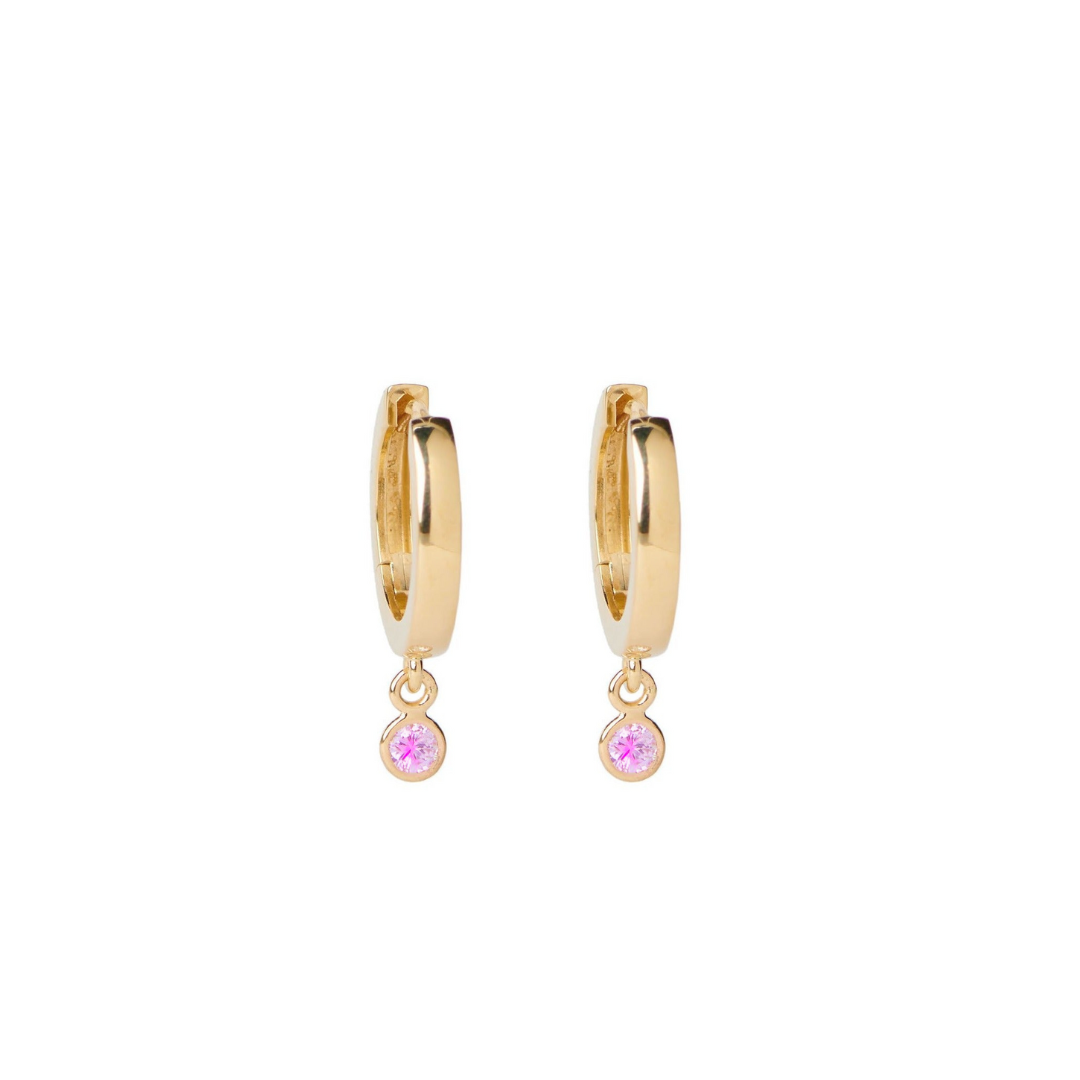Gemstone Bezel Drop Hoop Earrings – Henri Noël