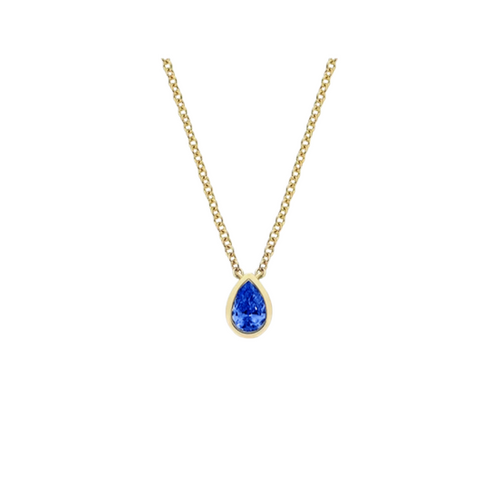 Gemstone Bezel Set Pear Necklace – Henri Noël