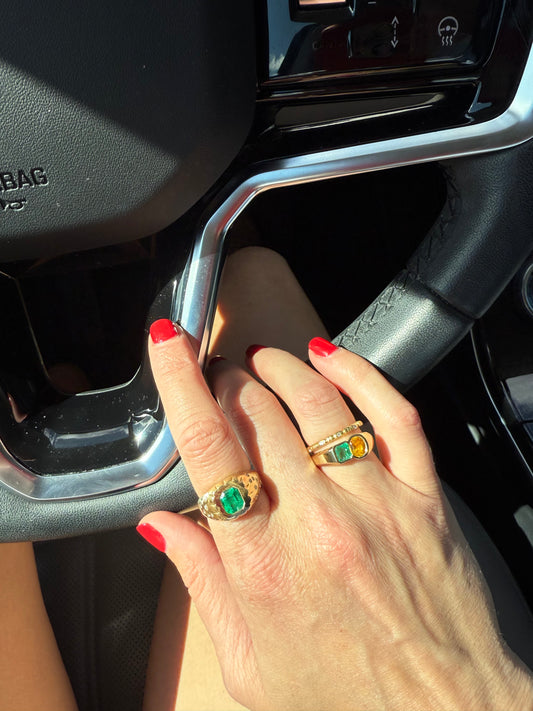 Gemstone Toi et Moi Bezel Ring – Henri Noël