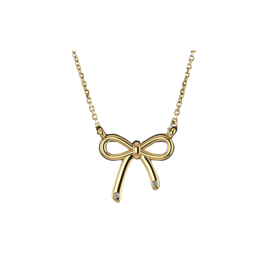 Gold and Diamond Bow Necklace – Henri Noël