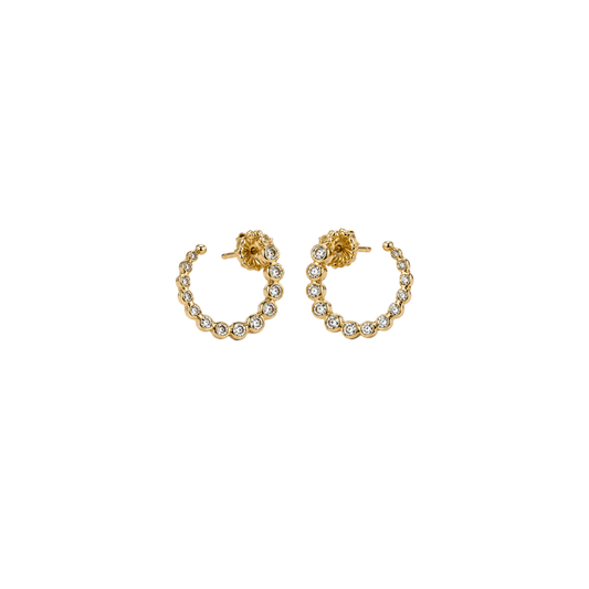 Graduated Bezel Diamond Open Circle Earrings – Henri Noël