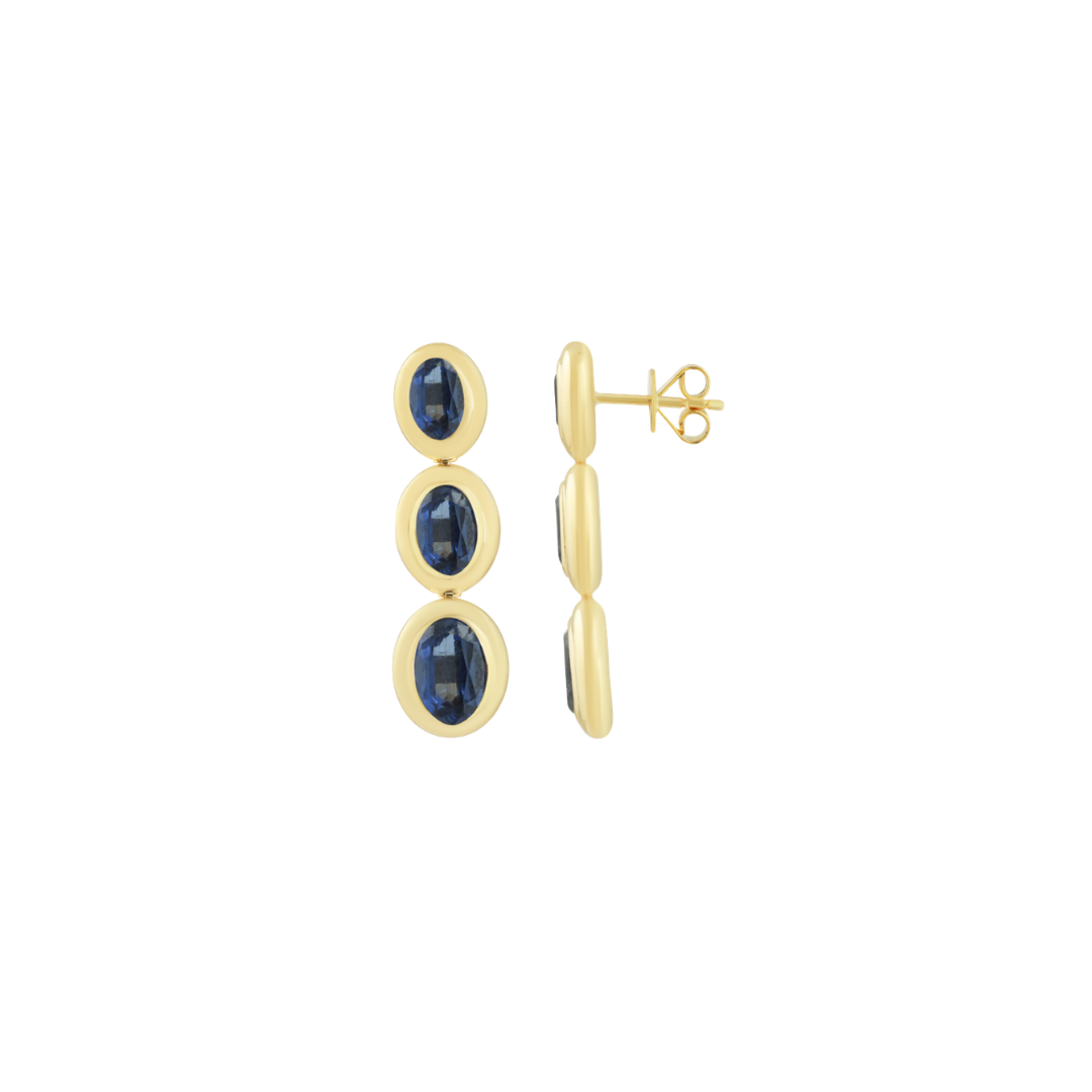 Graduated Kyanite Bezel Drop Earrings – Henri Noël