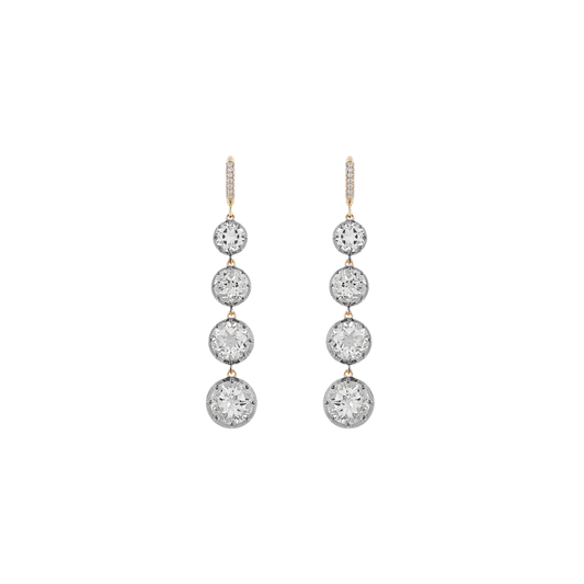 Graduated White Topaz Black Rhodium Drop Earrings – Henri Noël