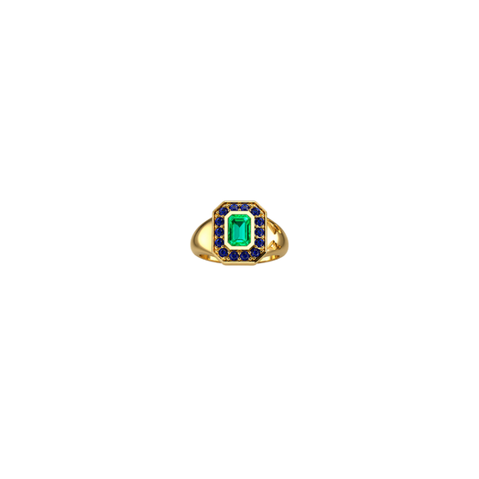 Green & Blue Sapphire Pinky Ring – Henri Noël