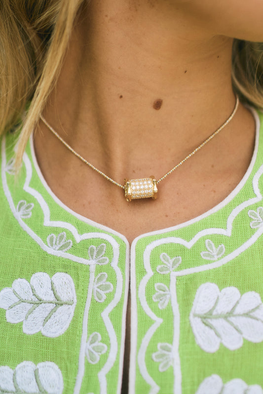 Large Bamboo Pink Sapphire Barrel Necklace