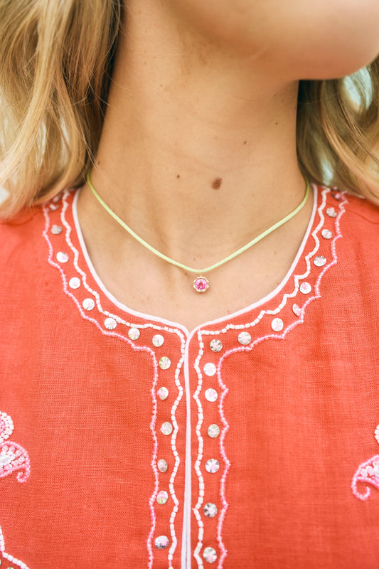 Bamboo Bezel Sapphire Pendant