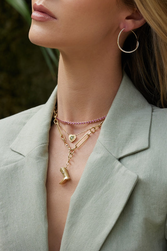 Diamond Cowgirl Boot Necklace