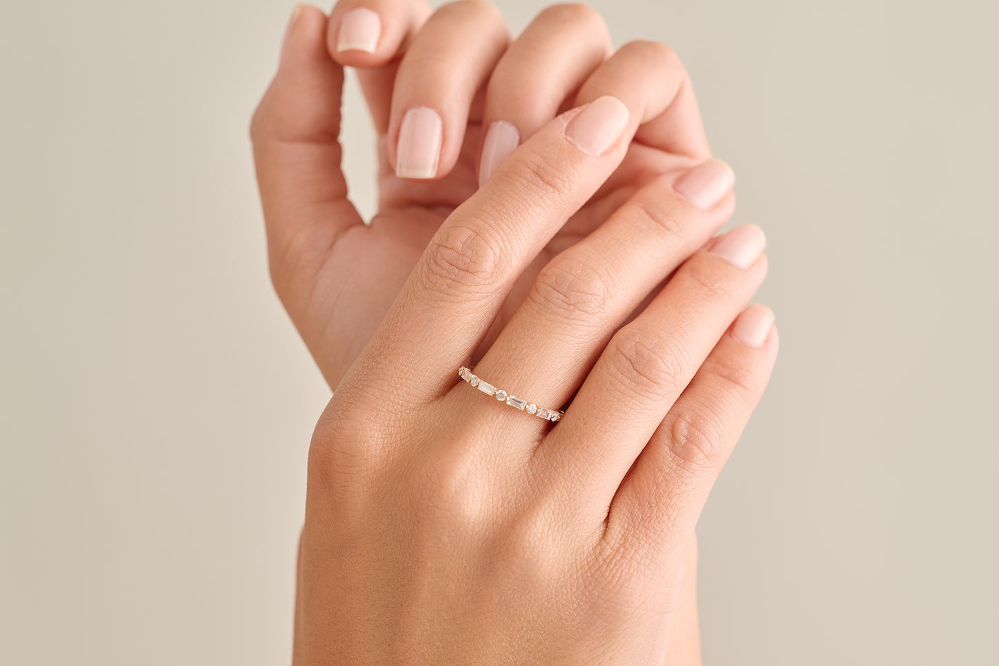 Erin Diamond Baguette and Round Ring