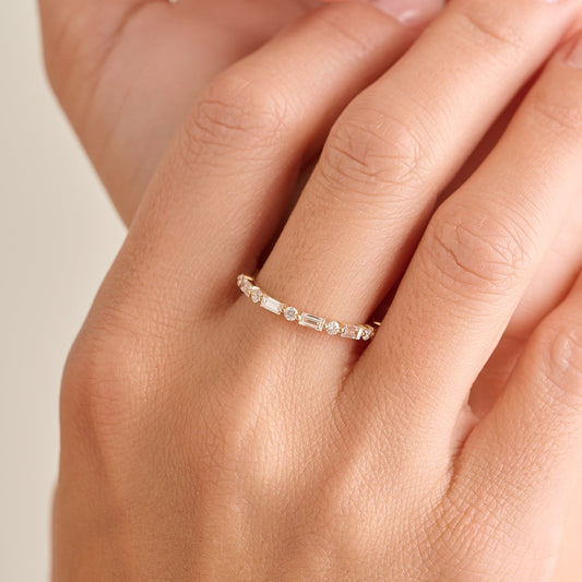Erin Diamond Baguette and Round Ring