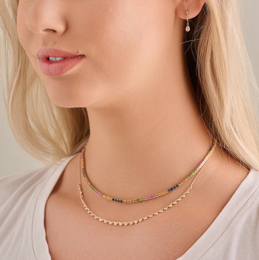 Bezel Set Diamond Line Necklace