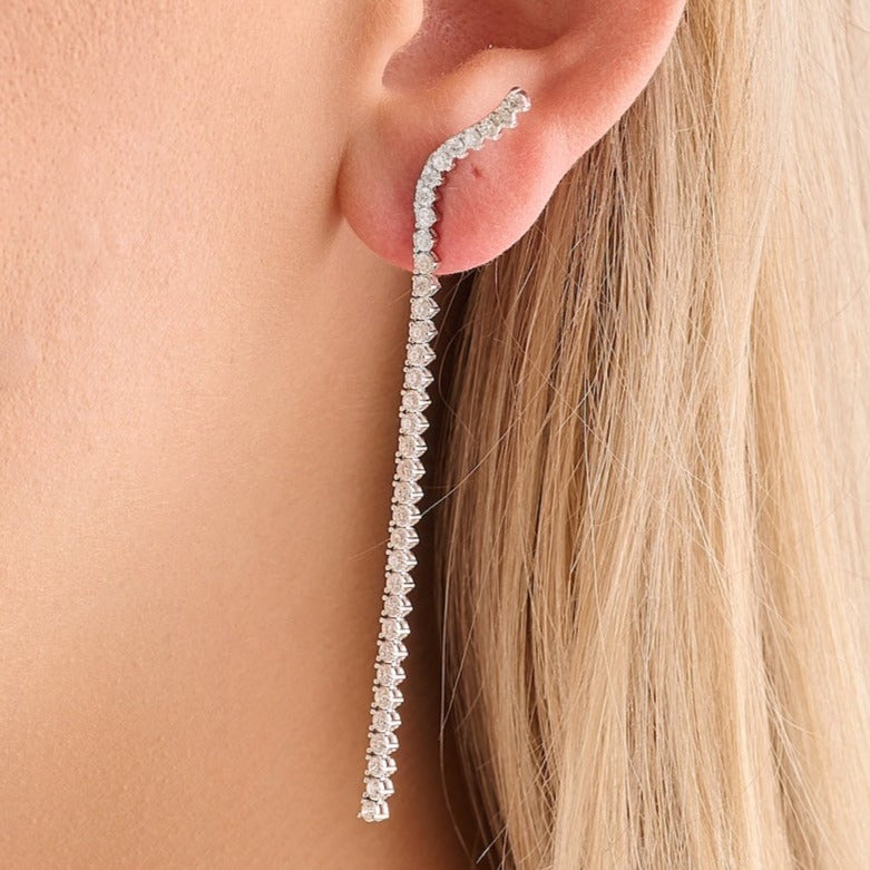 Curved Tennis Chain Earring