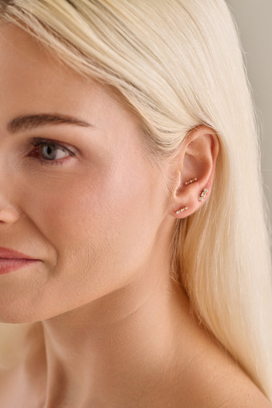 Triple Diamond Line Studs