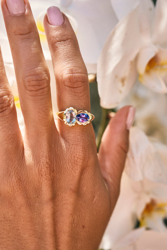 Ocean Toi Et Moi Scalloped Ring