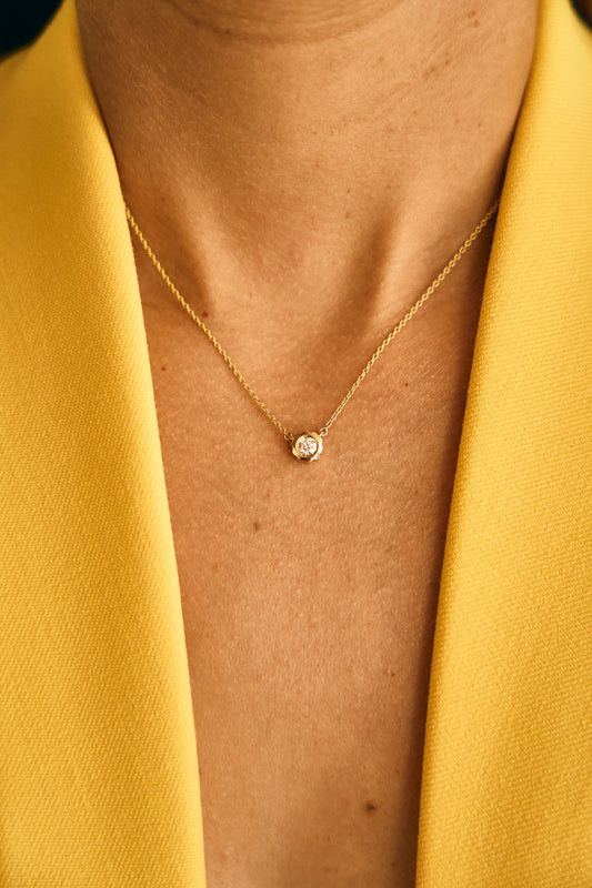 Scalloped Bezel Diamond Necklace
