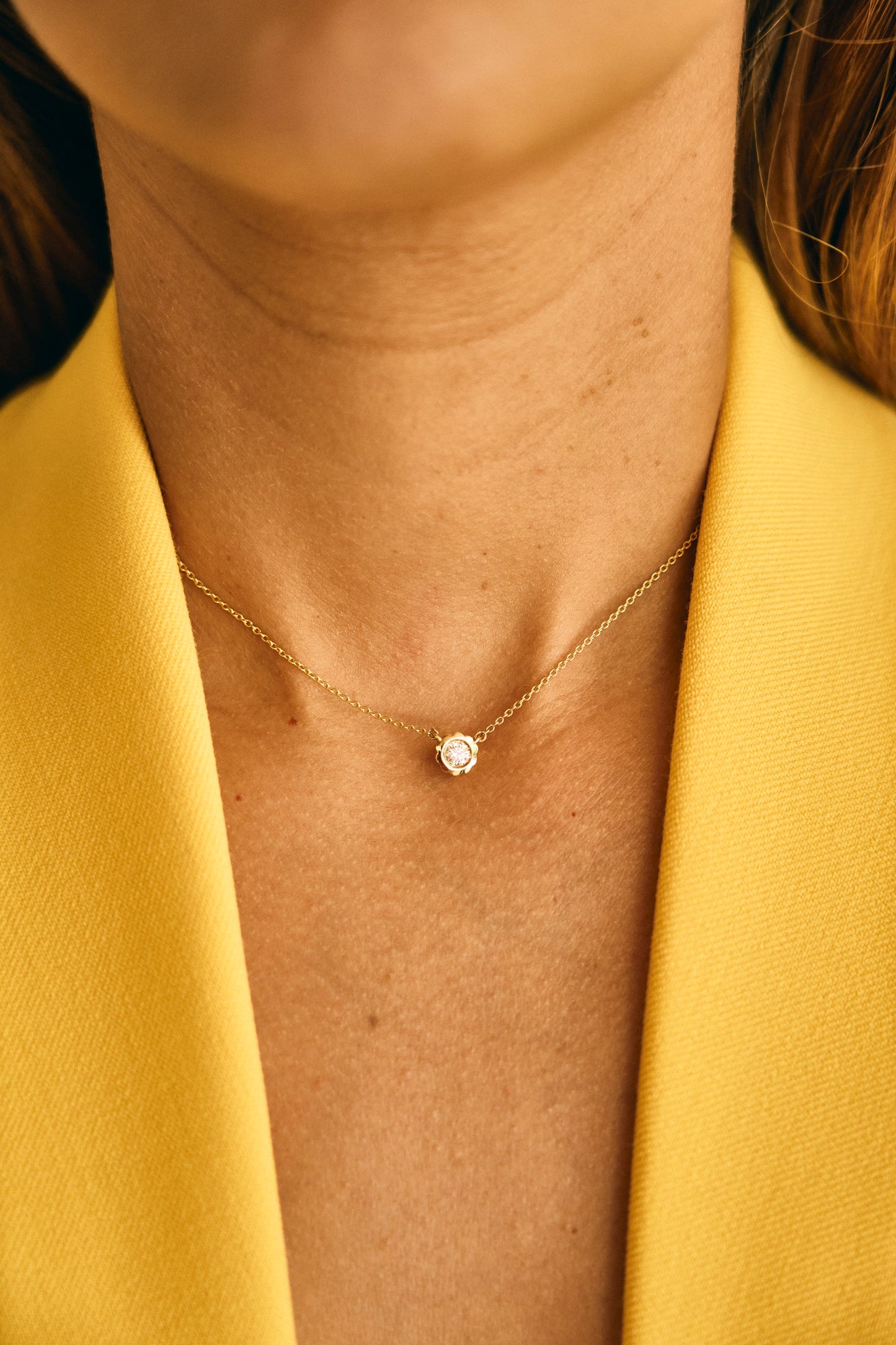 Scalloped Bezel Diamond Necklace