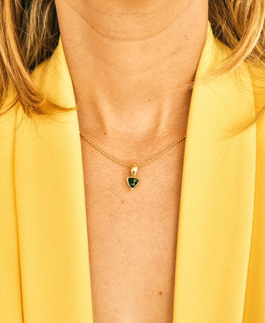 Scalloped Bezel Set Green Tourmaline Necklace