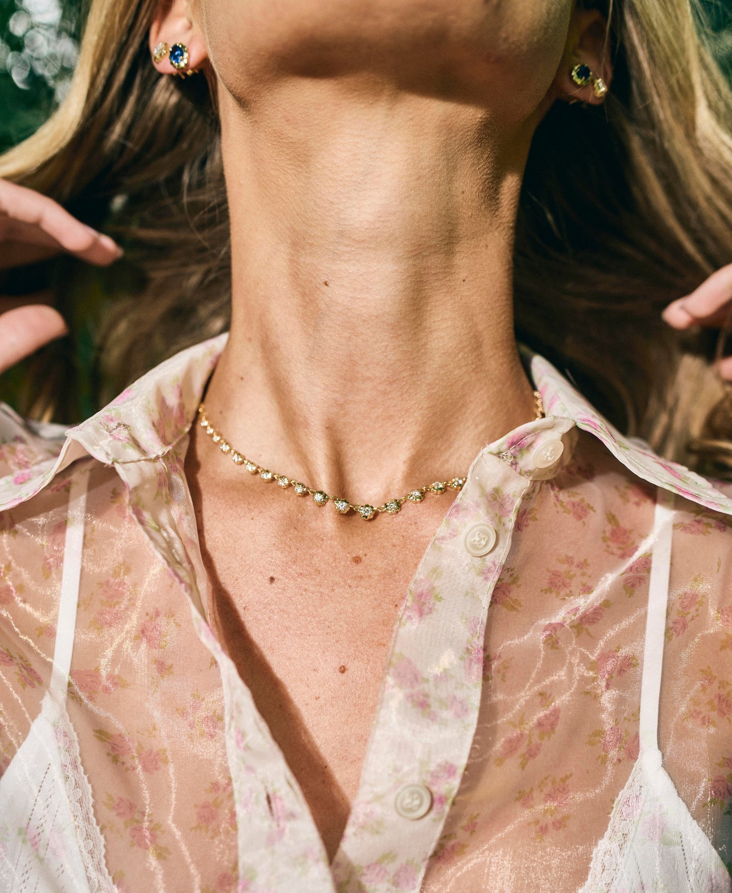 Scalloped Bezel Tennis Necklace