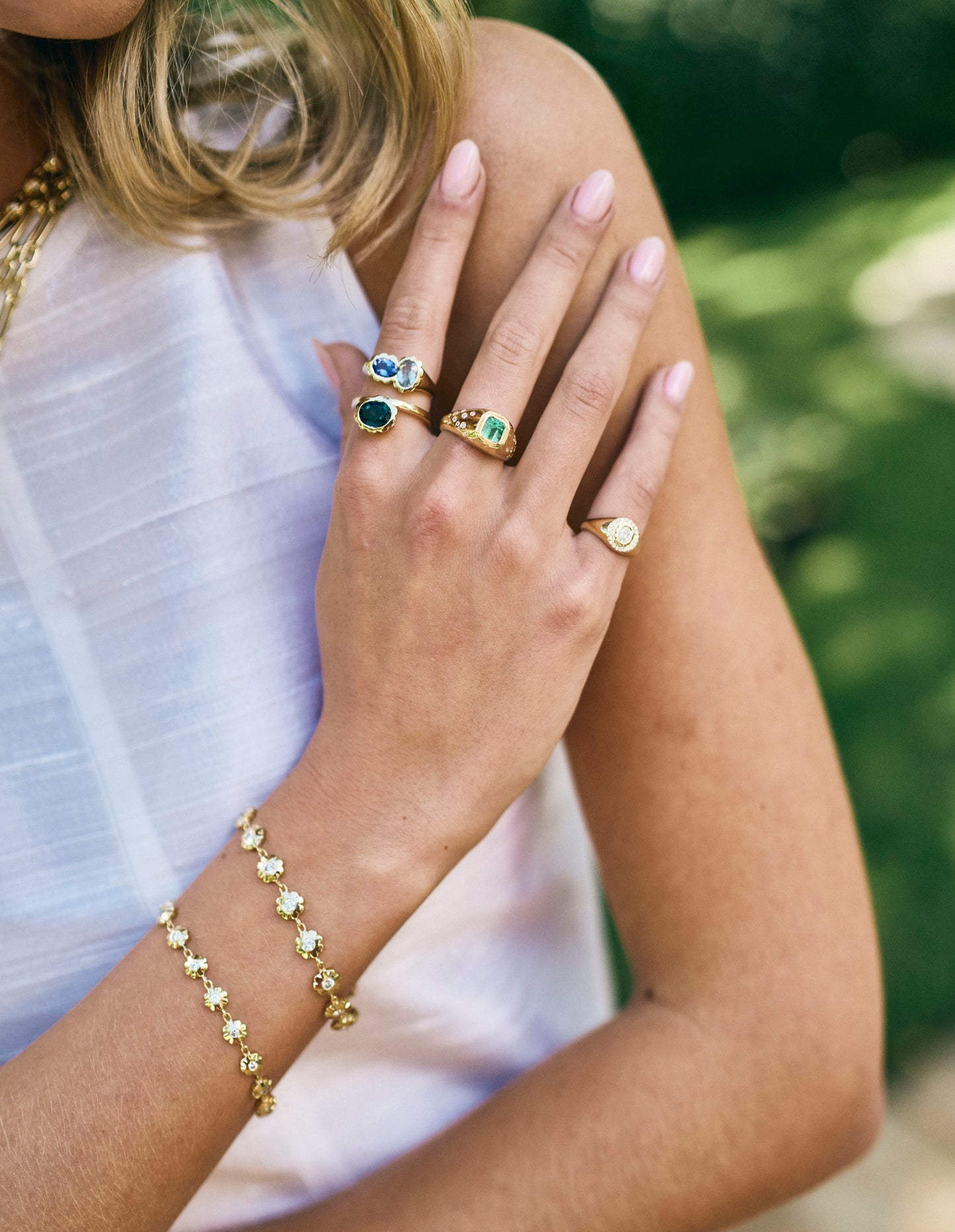 Asymmetrical Blue Sapphire Scalloped Ring