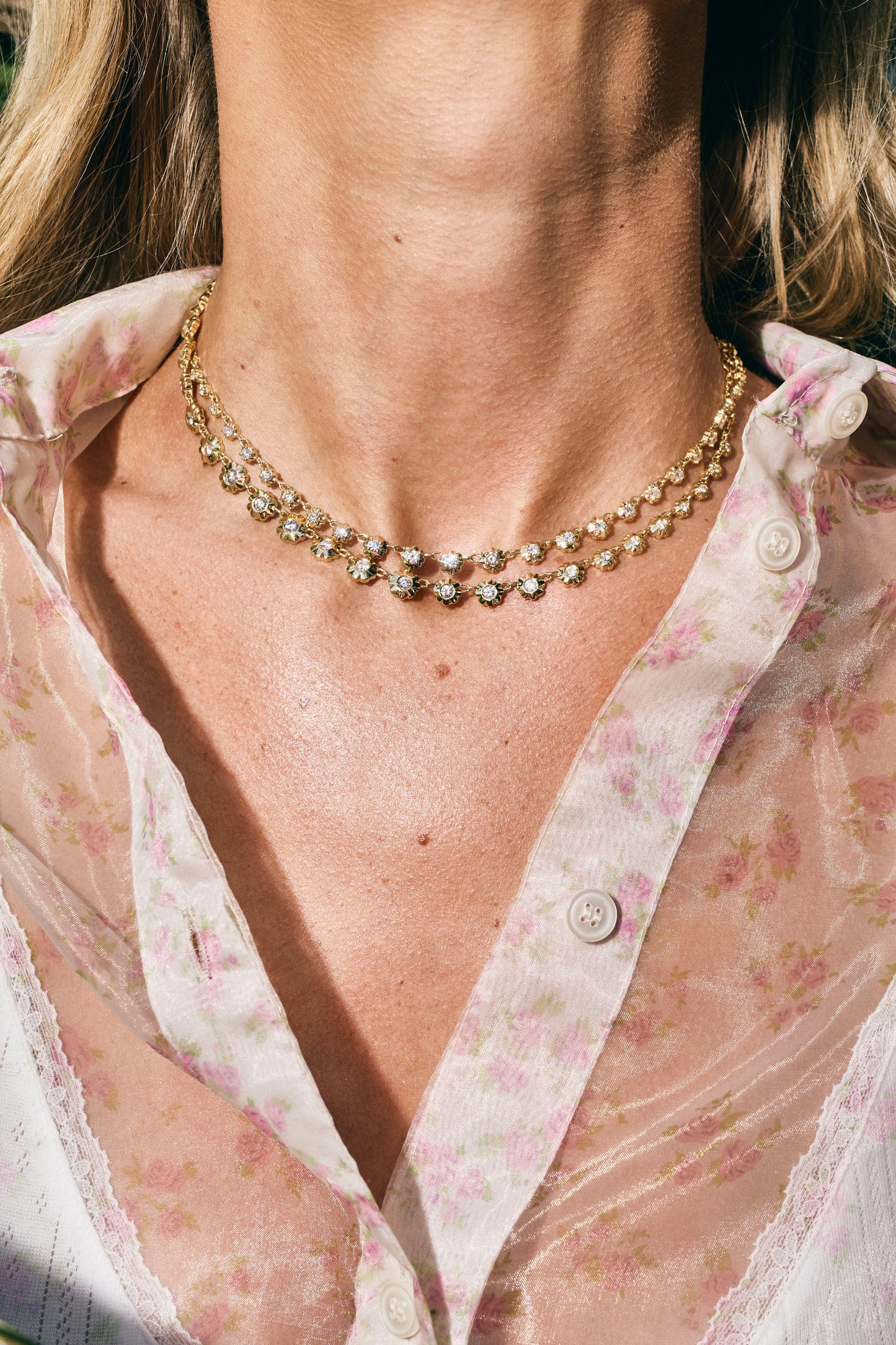 Scalloped Bezel Tennis Necklace