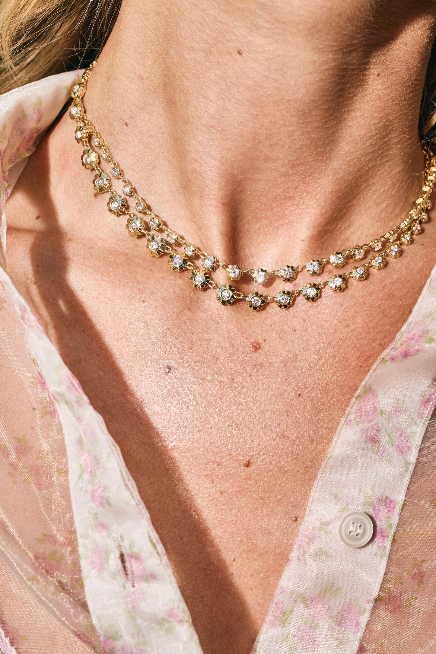 Scalloped Bezel Tennis Necklace