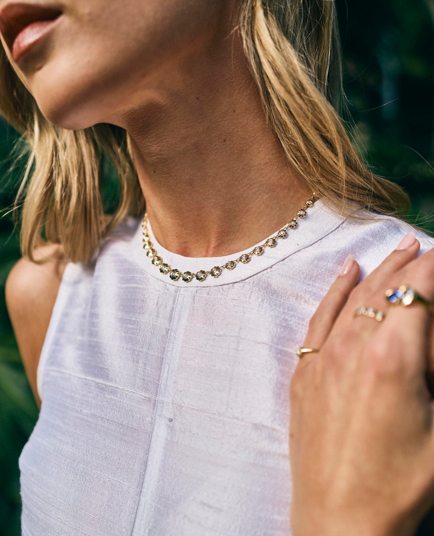 Daisy Scalloped Tennis Necklace