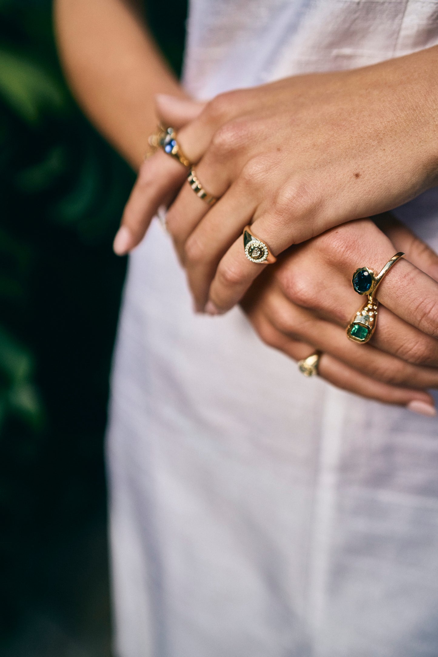 Diamond Scalloped Pinky Ring
