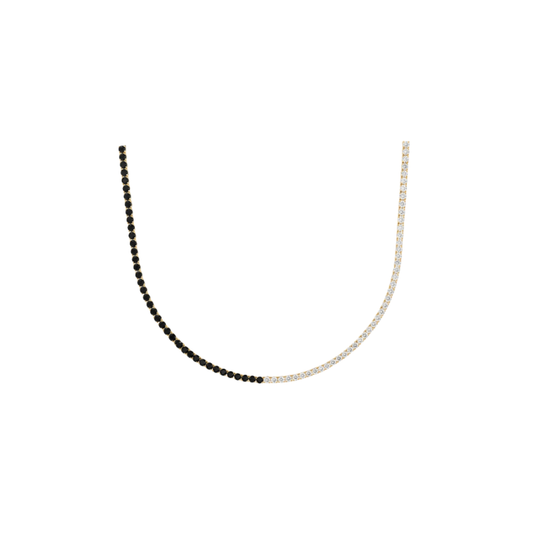 Half Diamond Half Black Diamond Tennis Necklace – Henri Noël