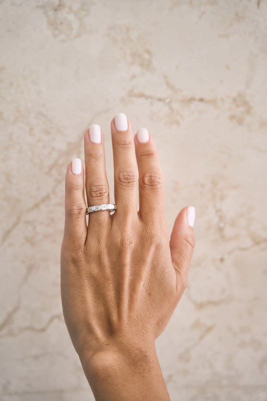 Bezel East West Emerald Cut Half Band