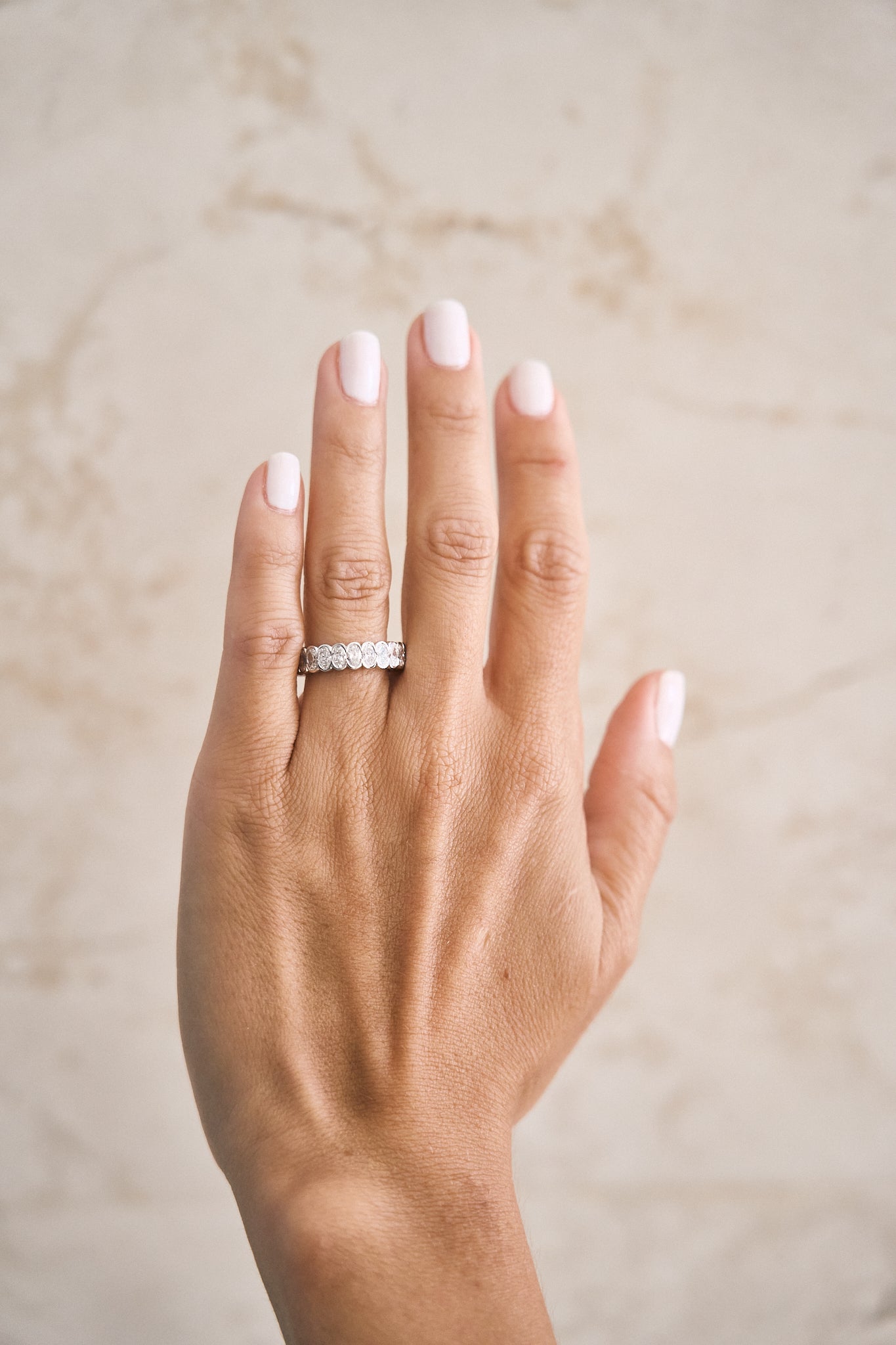 Shared Channel Set Oval Eternity Band