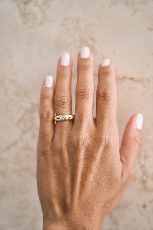 Mini Bubble Diamond Signet Ring