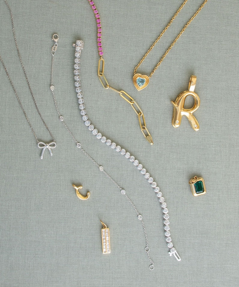 Bubble Diamond Initial Pendant
