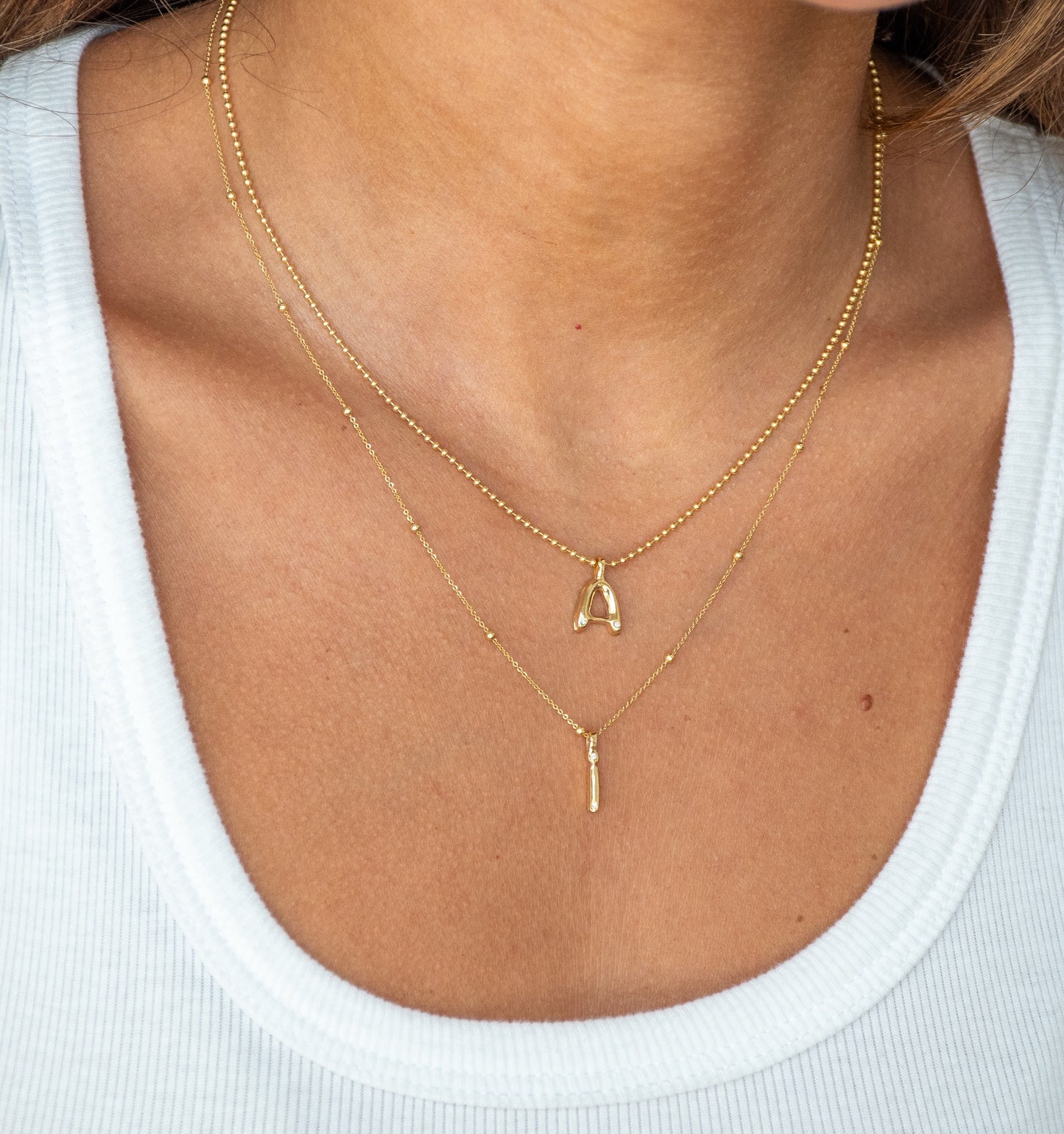 Bubble Diamond Initial Necklace - Small