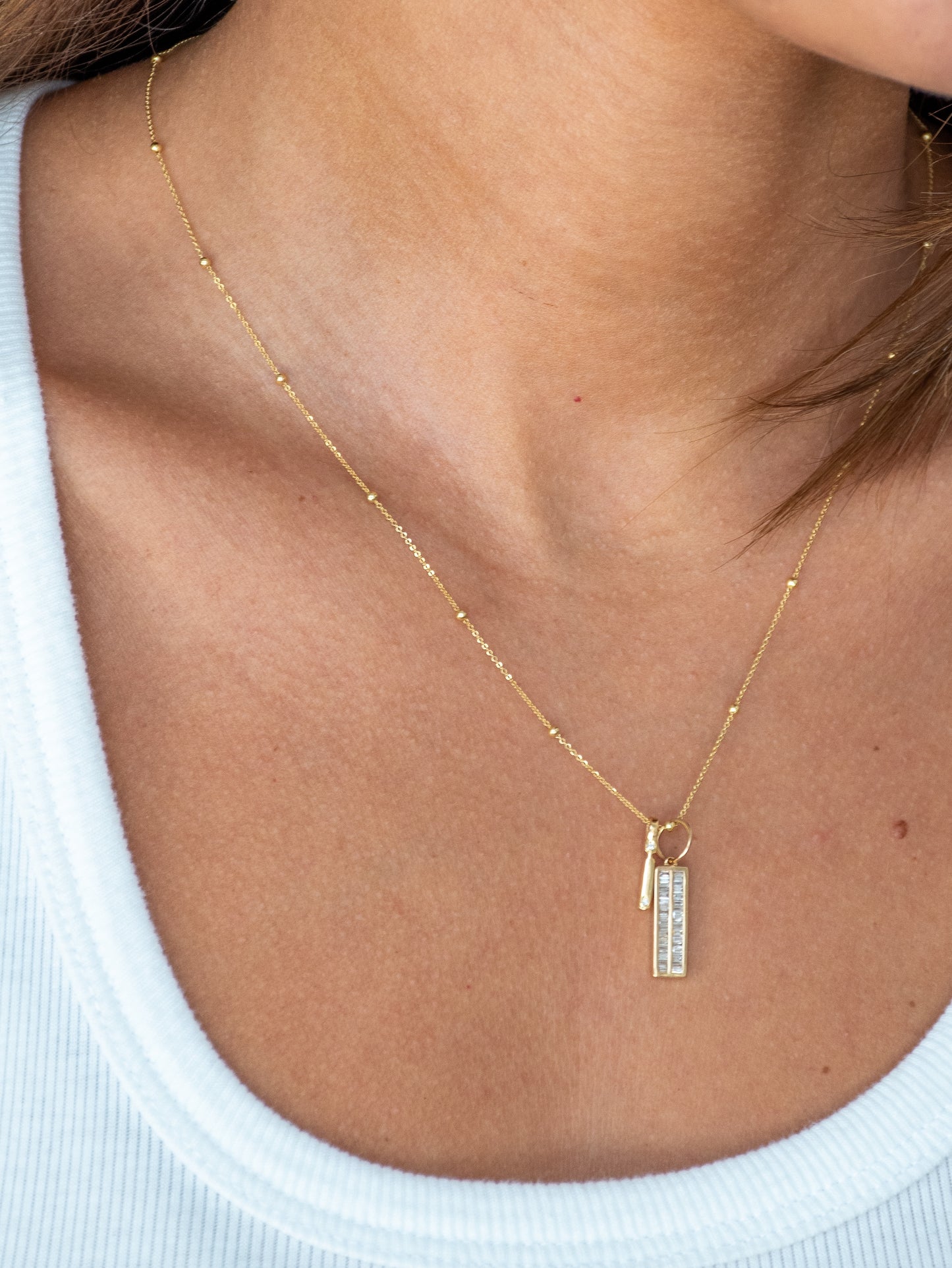 Bubble Diamond Initial Necklace - Small