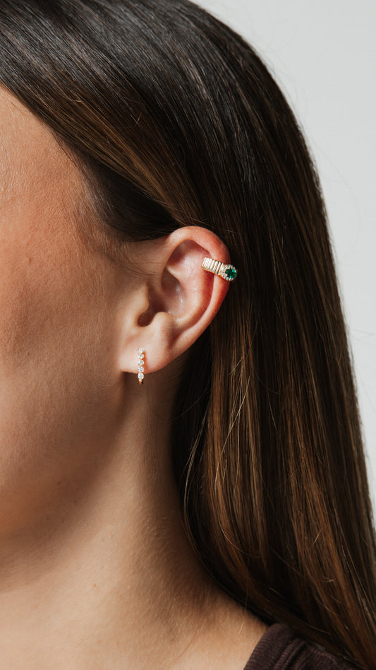Diamond and Emerald Ear Cuff