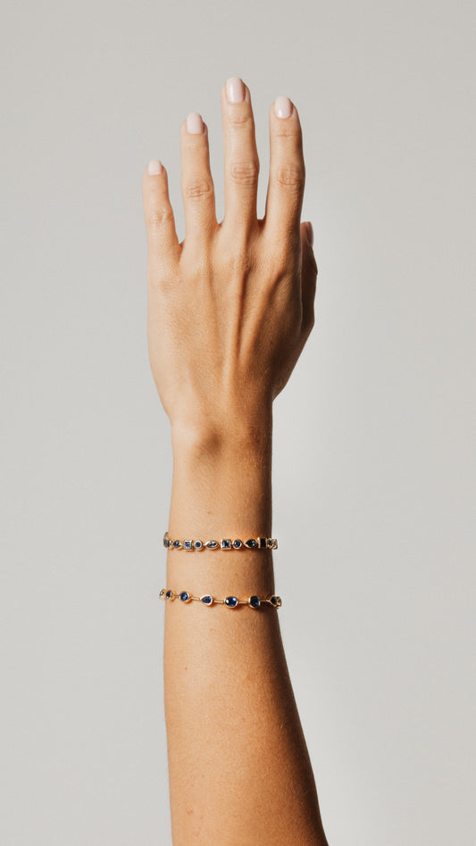 Fancy Shaped Blue Sapphire Bezel Bracelet