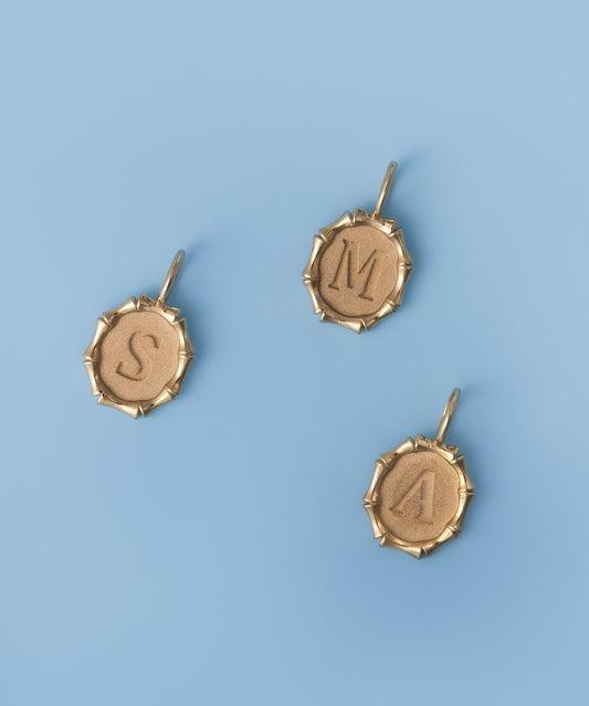 Bamboo Initial Charm Necklace - Small