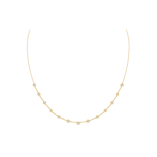 Hexagon Bezel Diamond Spaced Necklace – Henri Noël