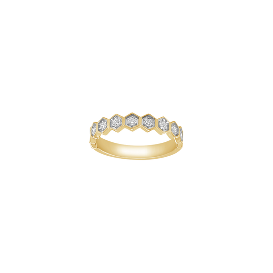 Hexagon Bezel Round Diamond Ring – Henri Noël