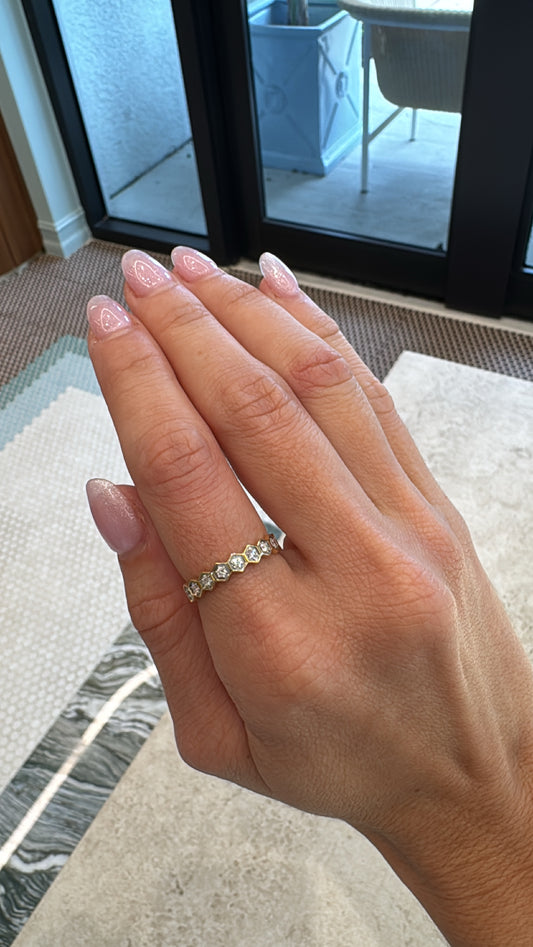 Hexagon Bezel Round Diamond Ring