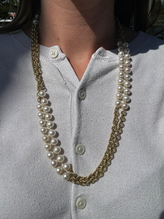 Estate David Yurman Pearl & Gold Necklace