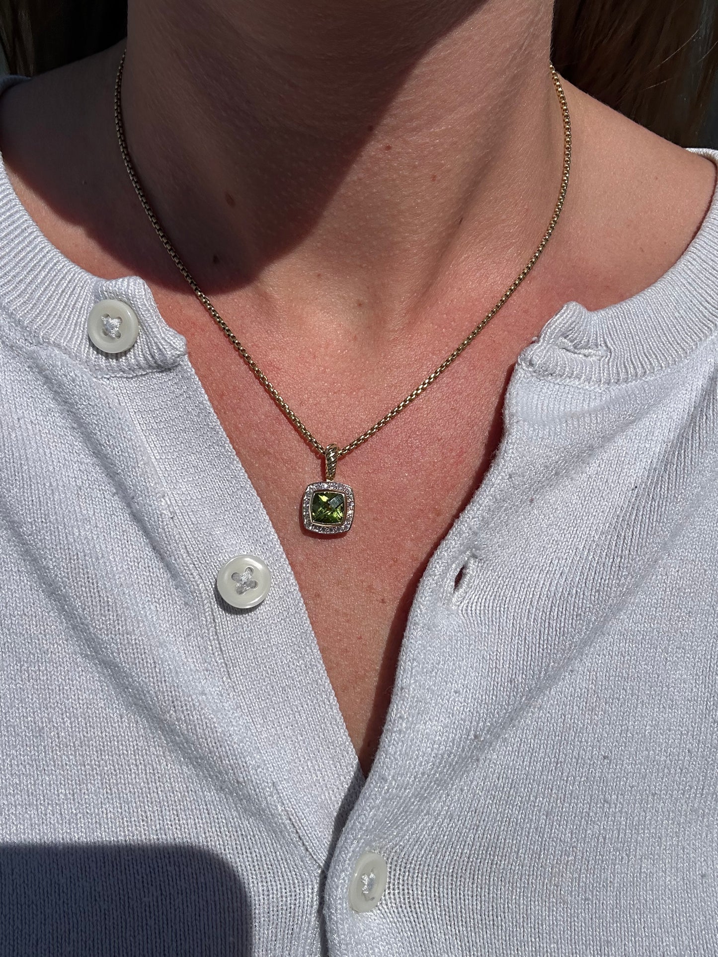 Estate David Yurman Peridot Pendant Necklace