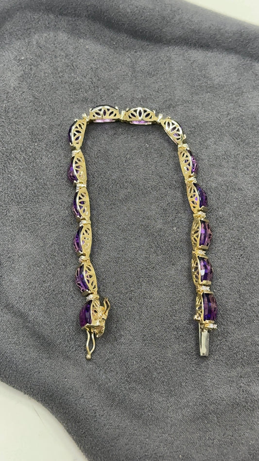 Estate Amethyst and Diamond Bracelet