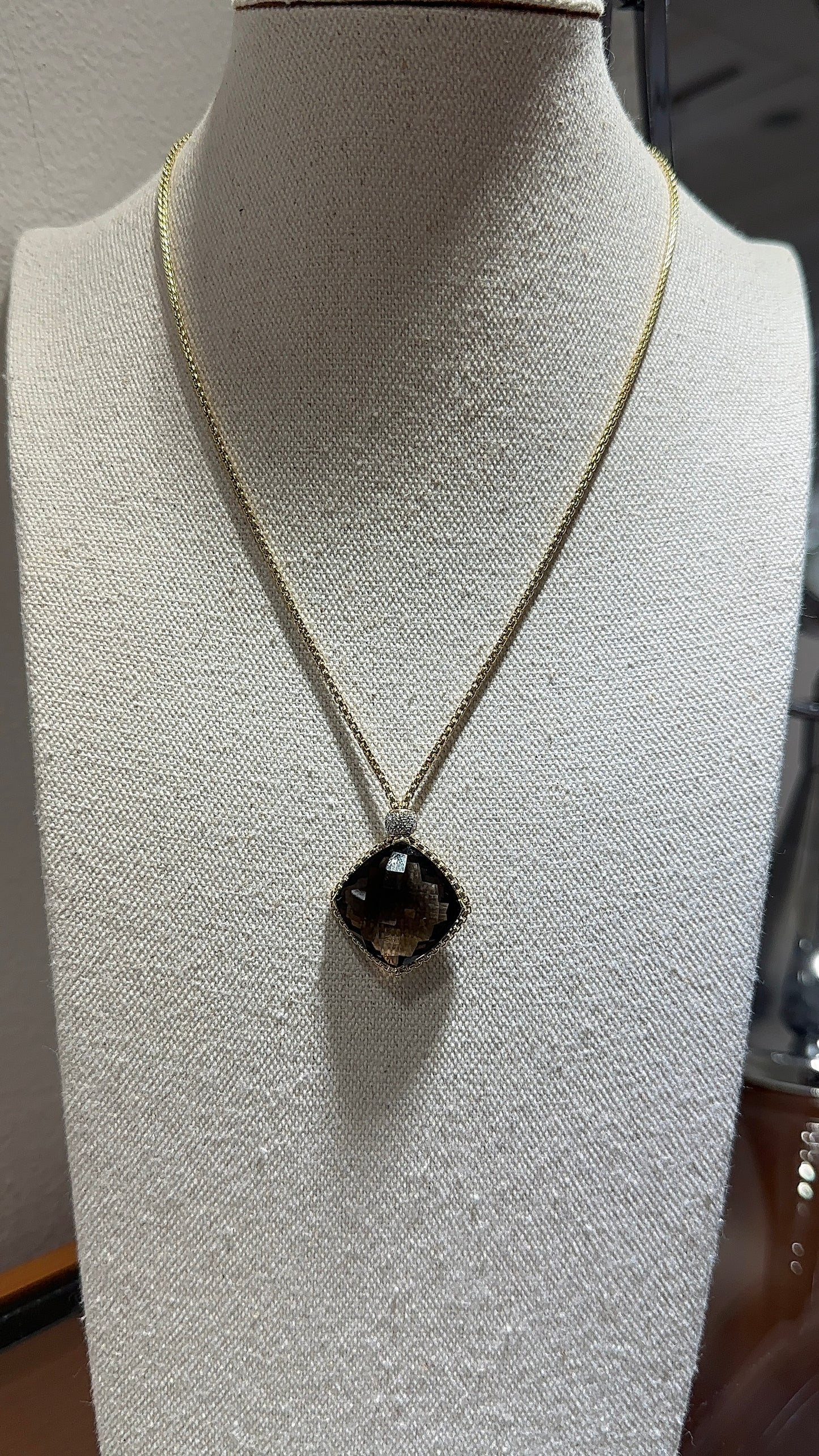 Estate David Yurman Smokey Quartz Pendant Necklace