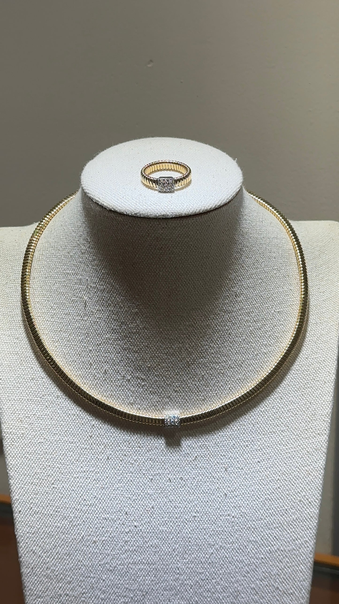 Estate Diamond and Gold Flex Omega Necklace