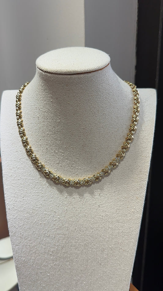 Estate Tiffany Criss-Cross Diamond Necklace