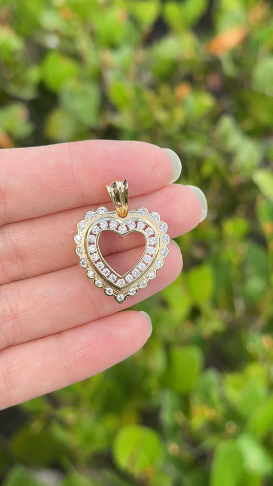 Estate Diamond and Gold Heart Pendant