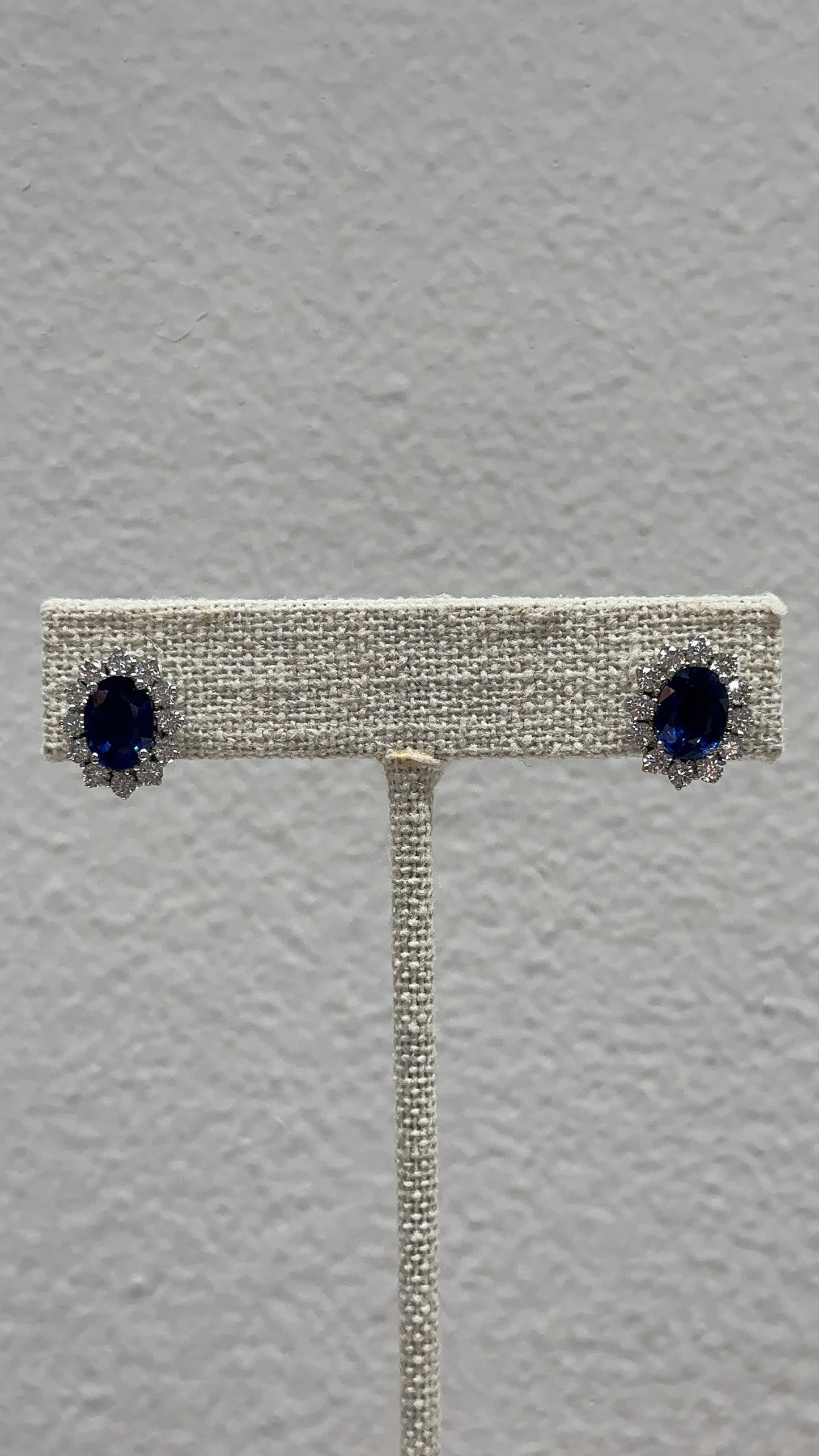 Estate Blue Sapphire and Diamond Studs