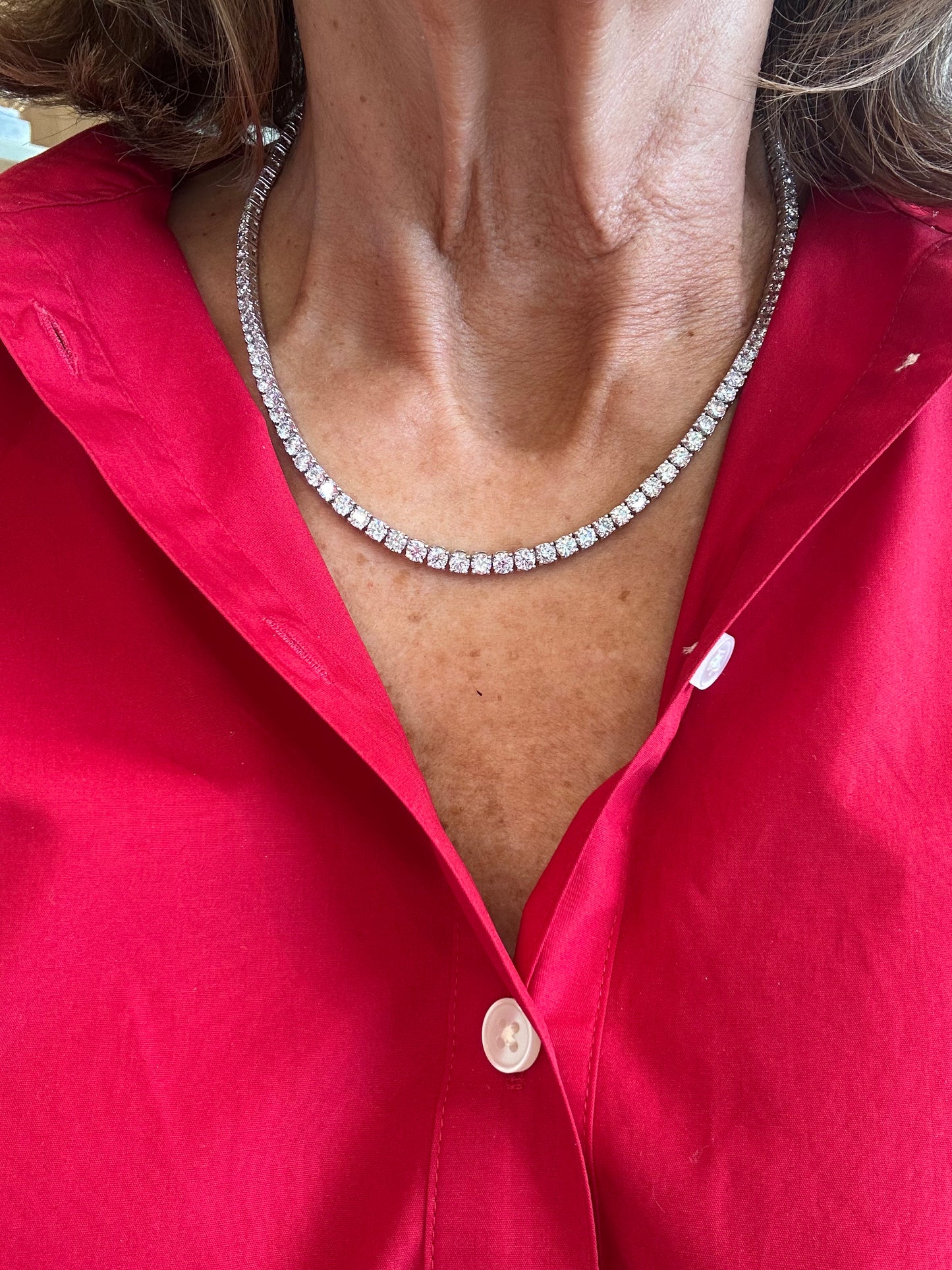 Round Diamond Tennis Necklace